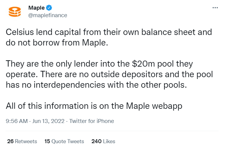 Maple's connection with Celsius 